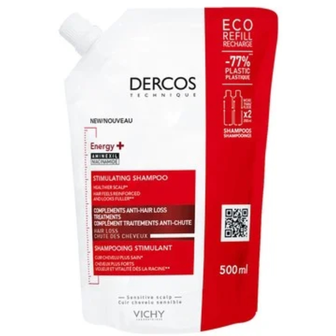 Vichy Dercos Energy+ Стимулиращ шампоан против косопад пълнител х500 мл
