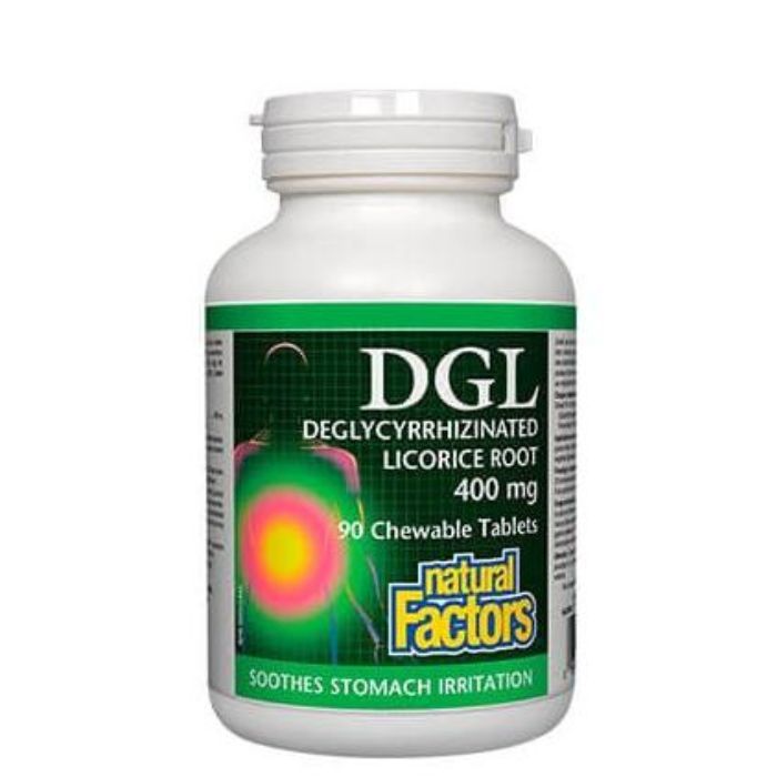 Natural Factors DGL - Deglycyrrhizinated Licorice Root / ДиДжиЕл - Деглициризиран сладник / Женско биле 400 mg х 90 дъвчащи таблетки