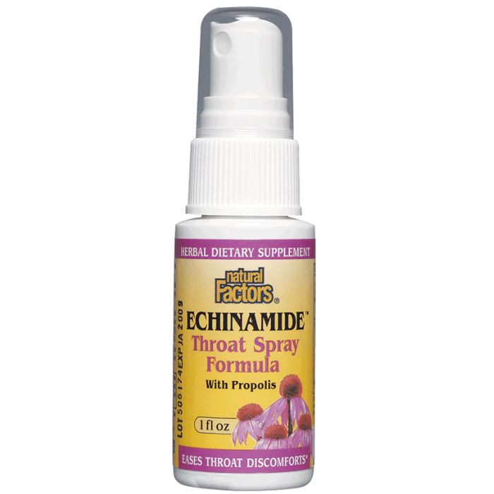 Natural Factors Echinamide® Throat Spray Formula/ Спрей за гърло с ехинацея и прополис x 30 ml/ 50 дози